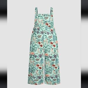 Cider Floral Retro CorduroyJumpsuit in Minty Green Plus 12/14